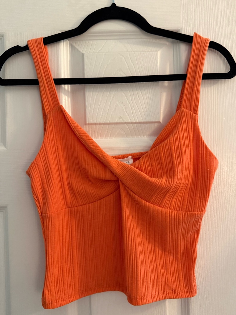 Le Lis Orange Ribbed Twist-Front Tank Mini Dress